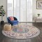 Homeroots 8 ft. Round Pink & Blue Floral Medallion Area Rug 385535 - alternate 7